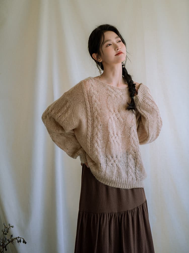 レーススカート 花刺繍裾レース付き長スカート