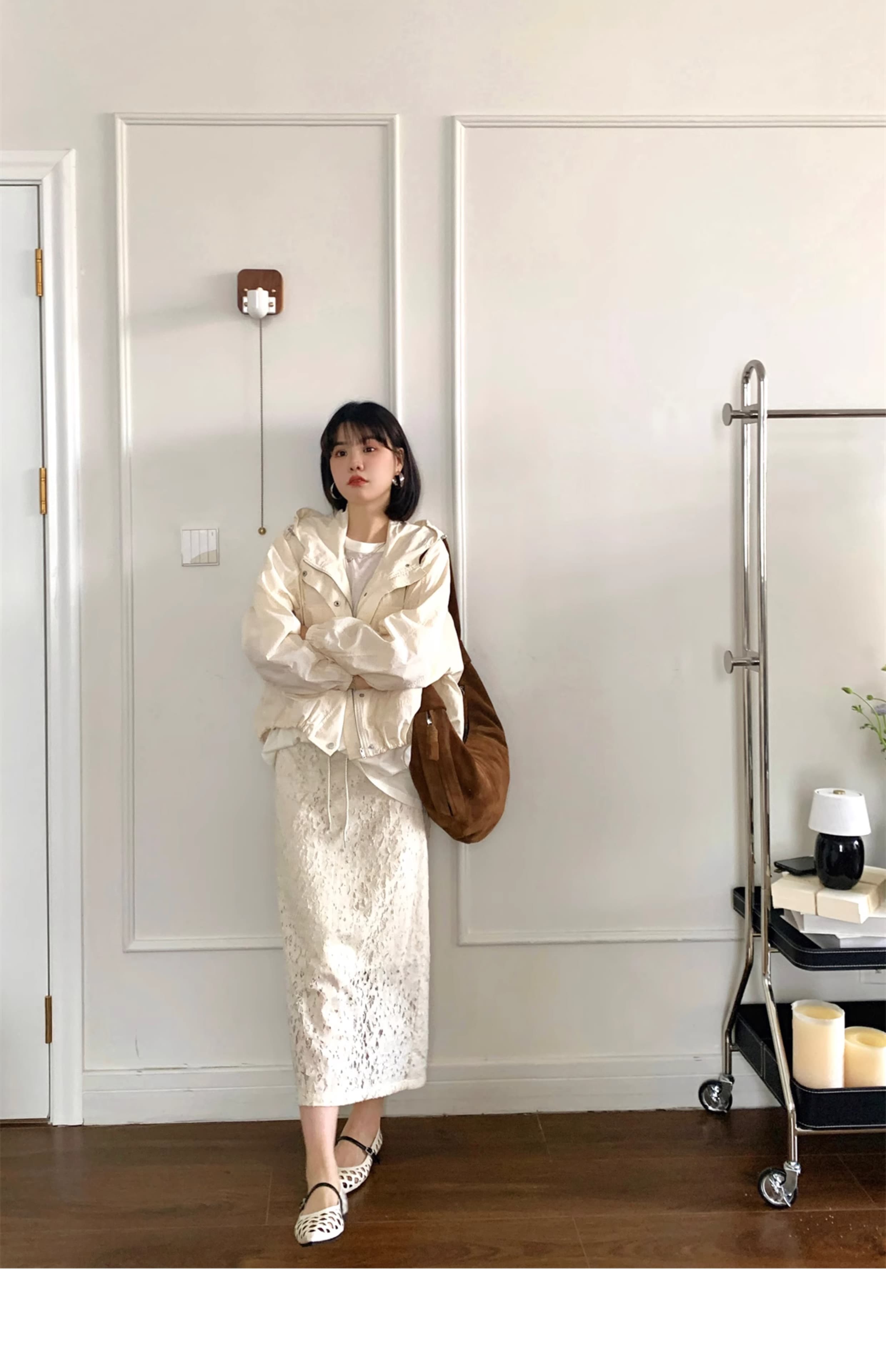 レーススカート 花柄透かし編み上品ペンシルスカート