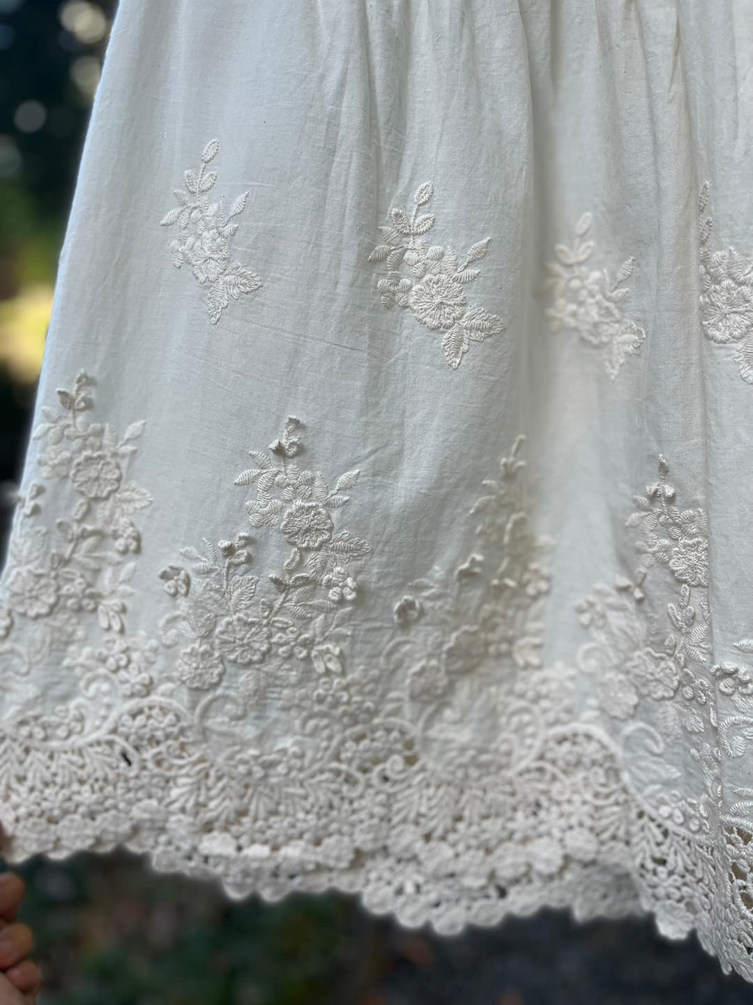 レーススカート 刺繍レース裾フリル ペチスカート
