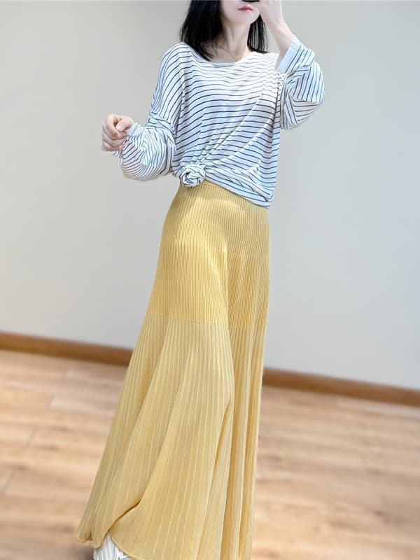 レーススカート 優美プリーツマキシスカート